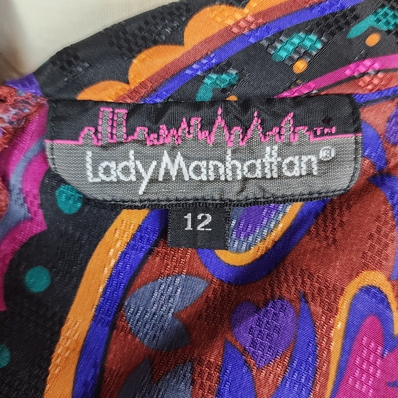 Vintage Lady Manhattan Bold Print Blouse Size 12 - Picture 6 of 6
